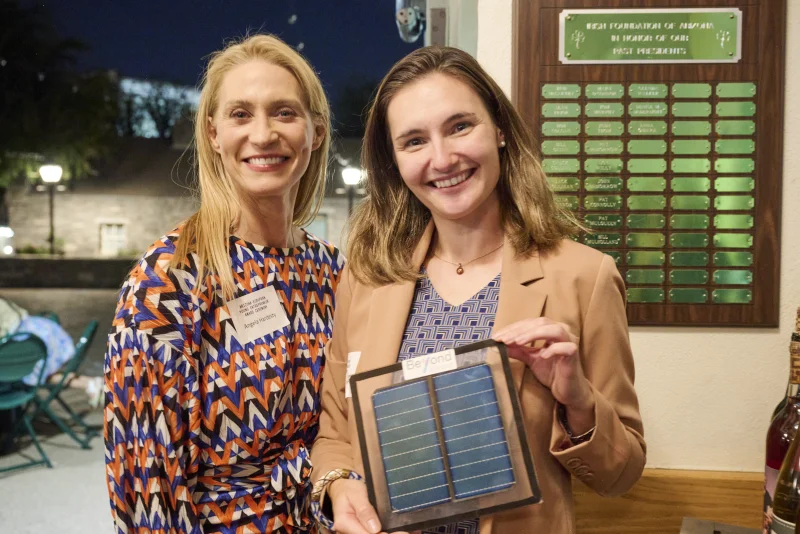 Arizona-European Young Entrepreneur Award finalists smiling with solar cell product innovation showcase at Irish Cultural Center Phoenix corporate event photography