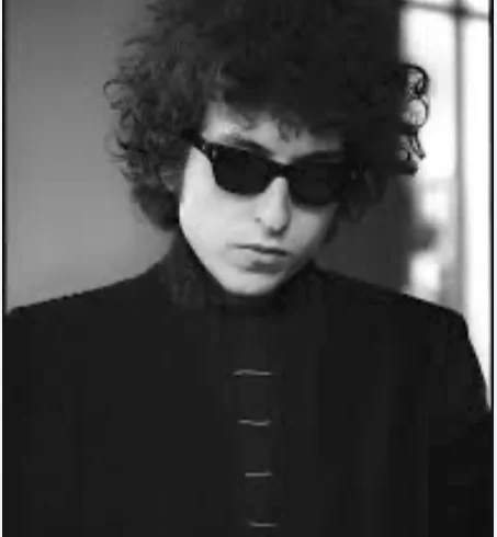 Bob Dylan in sunglasses, black and white portrait by Lisa Law