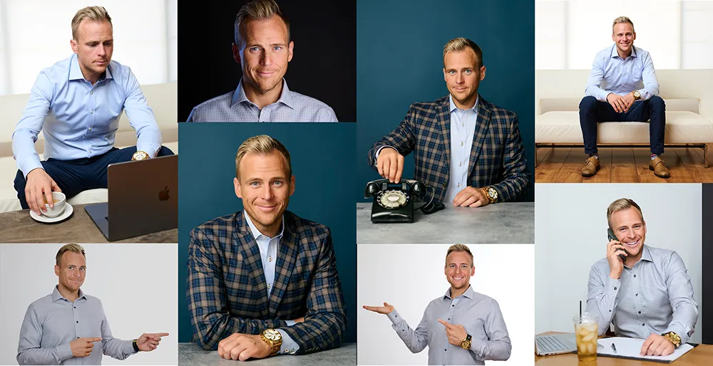 Professional personal branding photography collage showing variety of lifestyle and headshot images from single session Phoenix Arizona