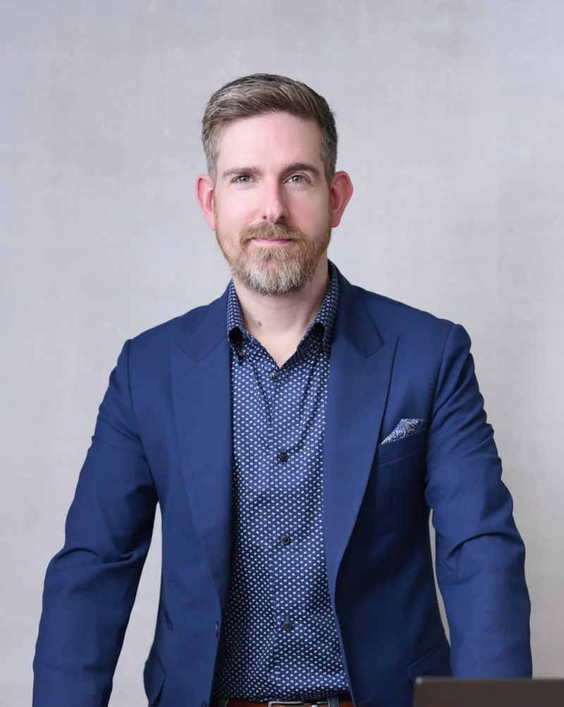 Dave Zegen, host of Legend of Zegen podcast, cover art portrait by Marie Feutrier