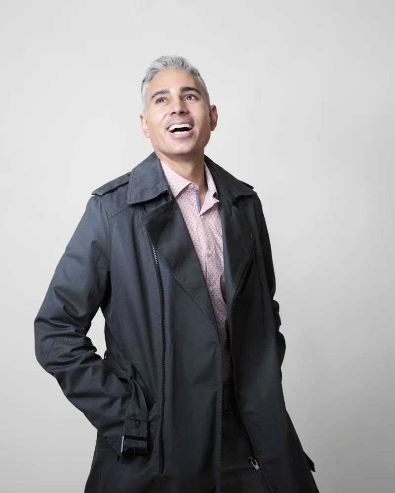 Rupesh Parbhoo, host of Speak Arizona podcast, cinematic editorial portrait by Marie Feutrier