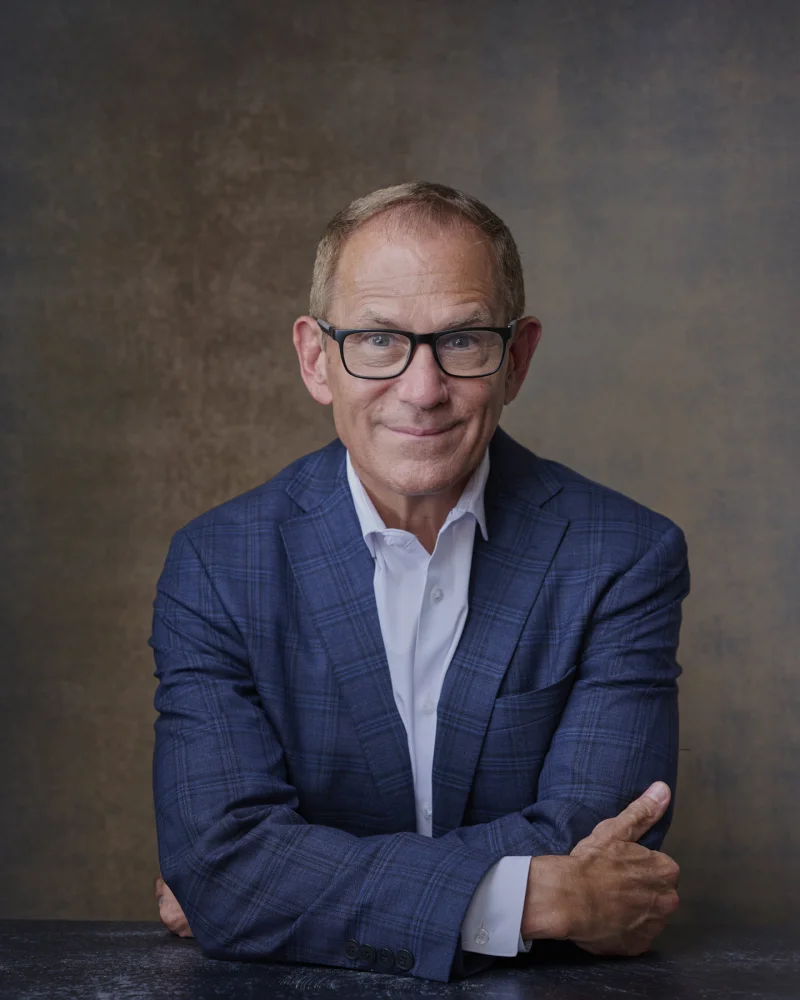 Russell Gray, podcast host editorial portrait for cover art by Marie Feutrier