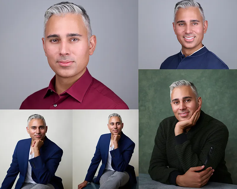 Professional headshot session example 4 outfits 4 crops Phoenix photographer
